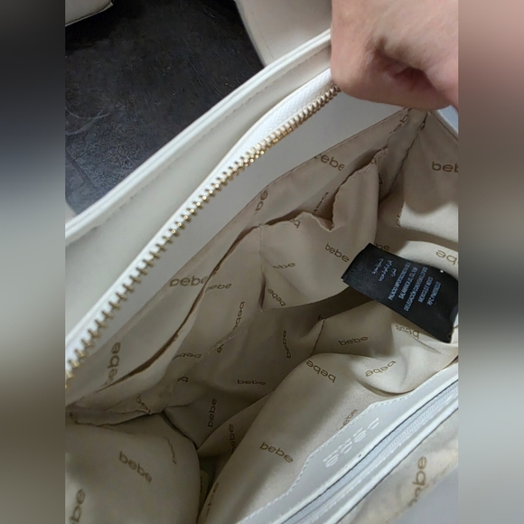 Bebe White Tote Shoulder Bag with Black Strap - Picture 8 of 14